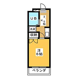 シャトル日新 1Kの間取図画像