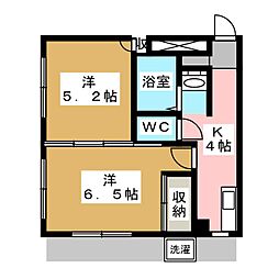 パレス調布1990A館 2Kの間取図画像