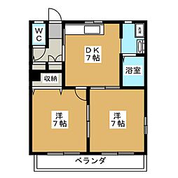 ディアス中村A 2DKの間取図画像