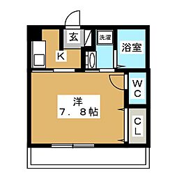 コンフォートゆうや 1Kの間取図画像
