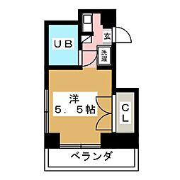 パディーフィールドハウス ワンルームの間取図画像