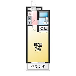 メゾンむさし野 1Kの間取図画像