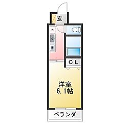 アークシティアレックス 1Kの間取図画像
