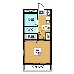 メゾン恵 1Kの間取図画像