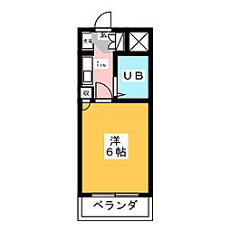ヒルハウスコンフォート2 3階1Kの間取り