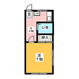メゾンBe-2 1Kの間取図画像