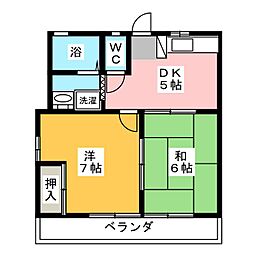 ヴィラプリメイラ 2DKの間取図画像