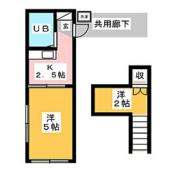 ニシコクハイツ 1Kの間取図画像