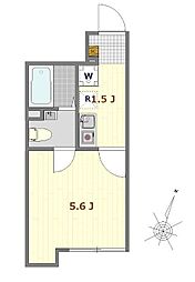 ヴァンガードハイツ東村山 1Kの間取図画像