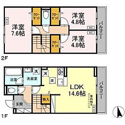 国分寺市北町3丁目アパート 3LDKの間取図画像