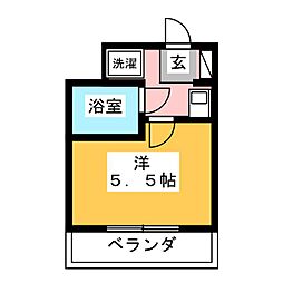 エクレール小平 1Kの間取図画像
