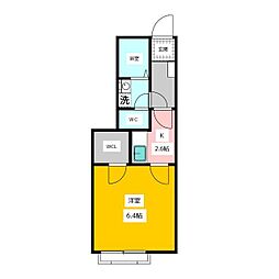 クワトロ・クォーレ 1Kの間取図画像