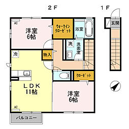 アヴニール 2LDKの間取図画像