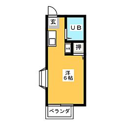 カサベルデ ワンルームの間取図画像