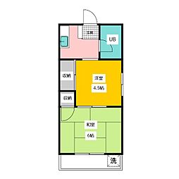 岡本ハイツ 2Kの間取図画像
