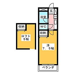 クレセントハイツサウス3 1Kの間取図画像