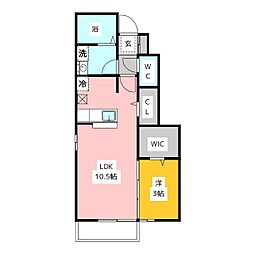 プリームスC 1LDKの間取図画像