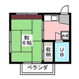 TRハイツ国立 1Kの間取図画像
