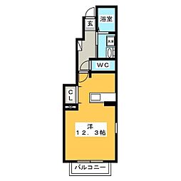 プロヴァンス ワンルームの間取図画像