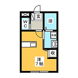 ONEBELL ワンルームの間取図画像