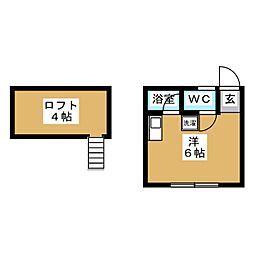 ハマコート ワンルームの間取図画像