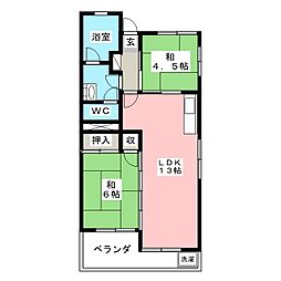アメニティコウヤマ第2ガーデン 2LDKの間取図画像