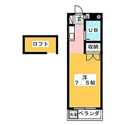 シティーハイツ一ッ橋 ワンルームの間取図画像