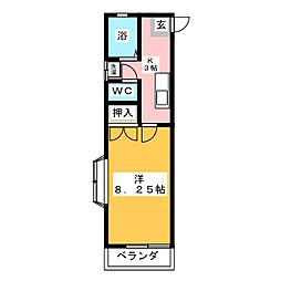 メゾンカトレア 1Kの間取図画像