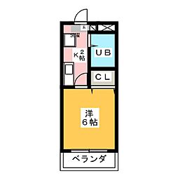 メビウスエアー 1Kの間取図画像