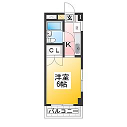 サンライト国立 1Kの間取図画像