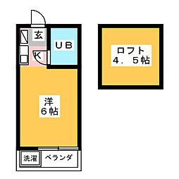 西国分寺サンハウス3 ワンルームの間取図画像