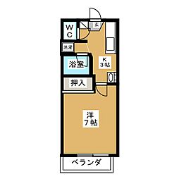 クレールハイツC 1Kの間取図画像
