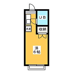 小山ハイツ ワンルームの間取図画像