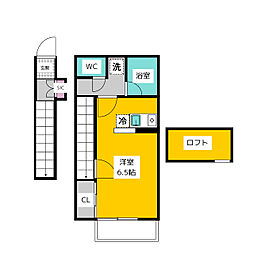 アドラブール多摩境 ワンルームの間取図画像