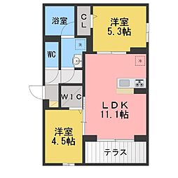 アイスフィルド相模原 2LDKの間取図画像