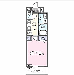 相模原市中央区相模原7丁目アパート 1Kの間取図画像