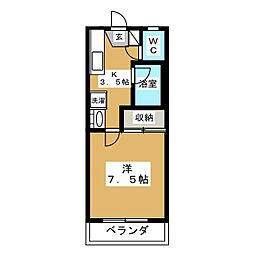 メゾンドベル 1Kの間取図画像