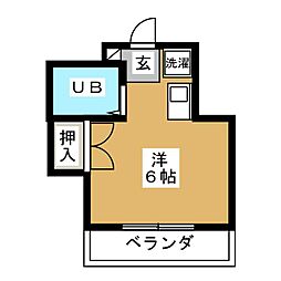 ロックヒル ワンルームの間取図画像