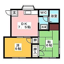 パンシオン橋本 2DKの間取図画像