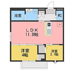 Relier相模原(ルリエサガミハラ) 2LDKの間取図画像