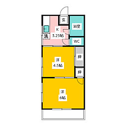 岡本荘 2Kの間取図画像