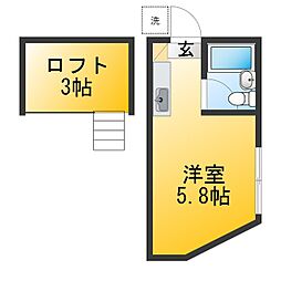 コスモハイツ ワンルームの間取図画像