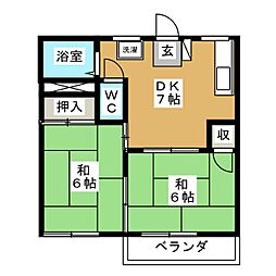 フォーブル山本A 2DKの間取図画像