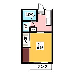 ハピネス宮崎 1Kの間取図画像