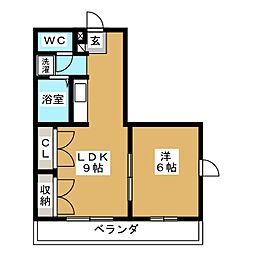 エトワール上柚木 1LDKの間取図画像