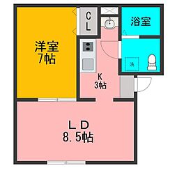 春風のホワイトモカ 1LDKの間取図画像