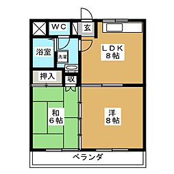 シルクハロ 2LDKの間取図画像