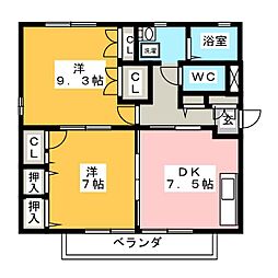 ドミールサガミ3 2DKの間取図画像