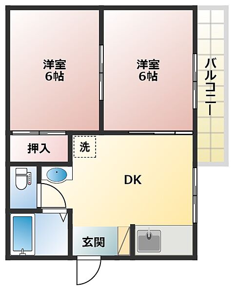 エステートシャルマンB棟 202｜奈良県奈良市今市町(賃貸アパート2DK・2階・36.00㎡)の写真 その2