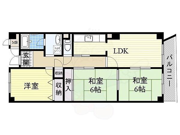 サンヒルズ千里 ｜大阪府吹田市佐井寺１丁目(賃貸マンション3LDK・6階・68.73㎡)の写真 その2